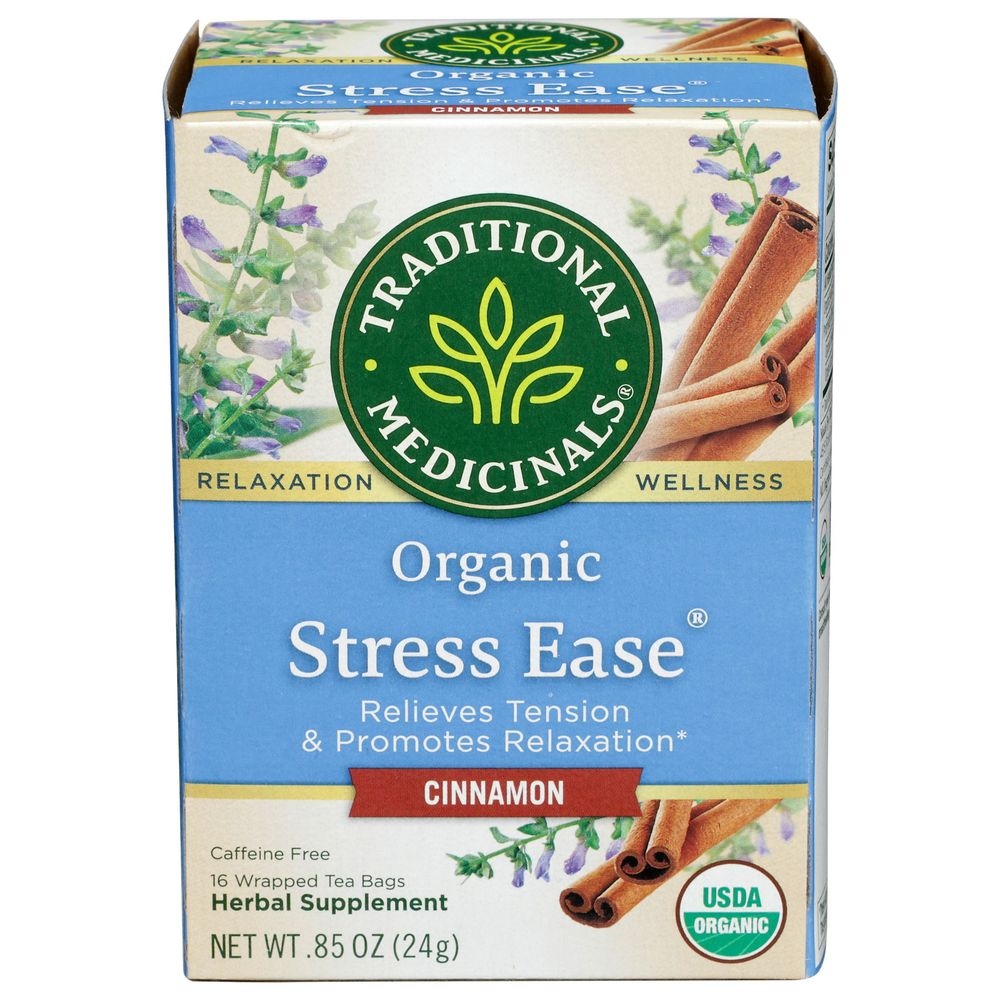 Traditional Medicinals Organic Cinnamon Stress Ease Herbal Tea, 16 tea bags -- 6 per case