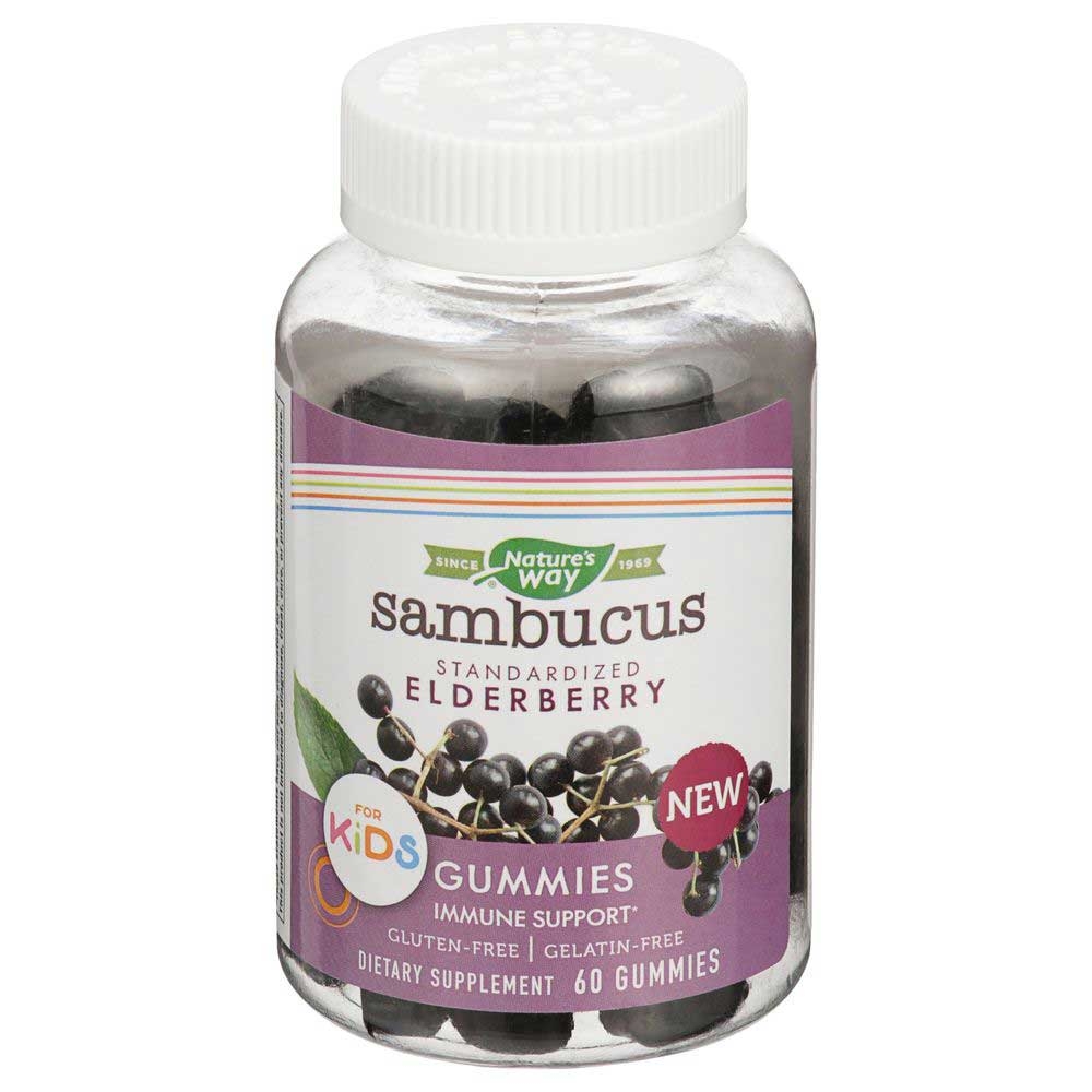 Natures Way Sambucus Standardized Elderberry Gummies for Kids, 60 count per pack