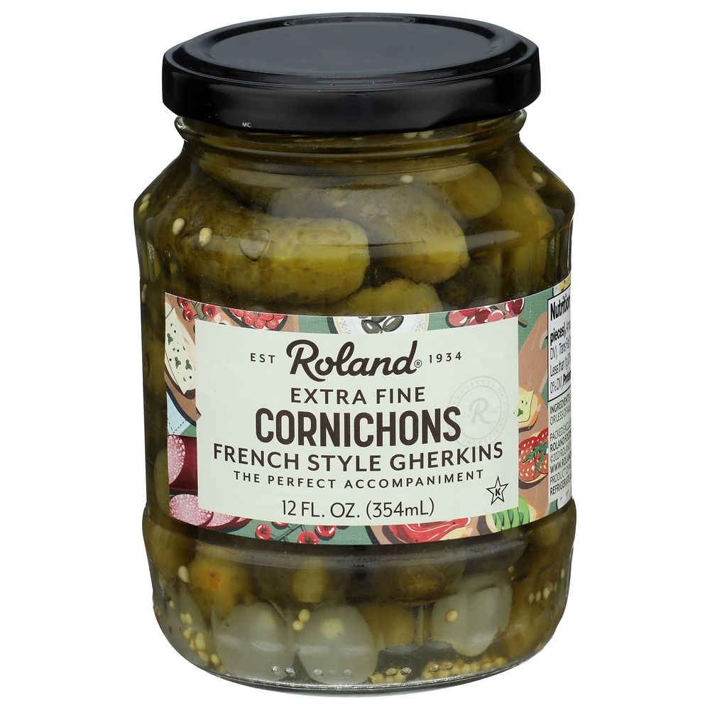 Roland Extra Fine Cornichons Gherkins, 12 Ounce Jar -- 12 per case