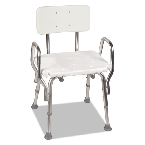 DMI White/Silver Shower Chair, 16 to 20 inch Seat Height
