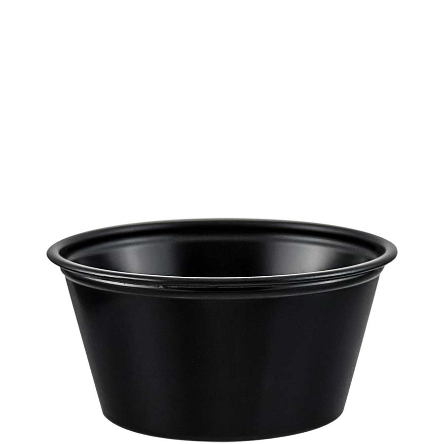 SOLO Cup Company Polystyrene Portion Cups, 2oz, Black, 250/Bag, 10 Bags/Carton