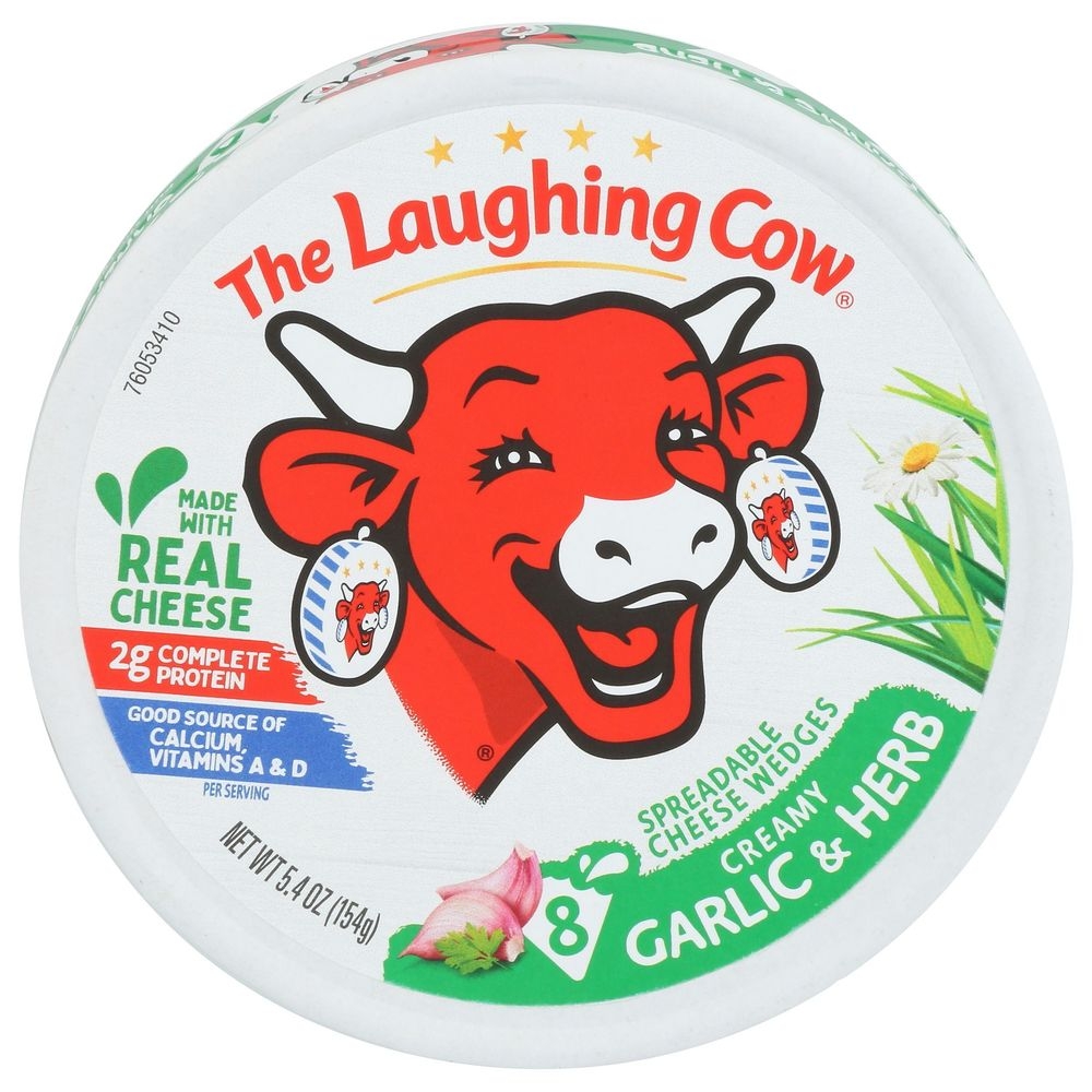 The Laughing Cow Creamy Garlic and Herb Spreadable Cheese Wedge, 5.4 Ounce -- 12 per case