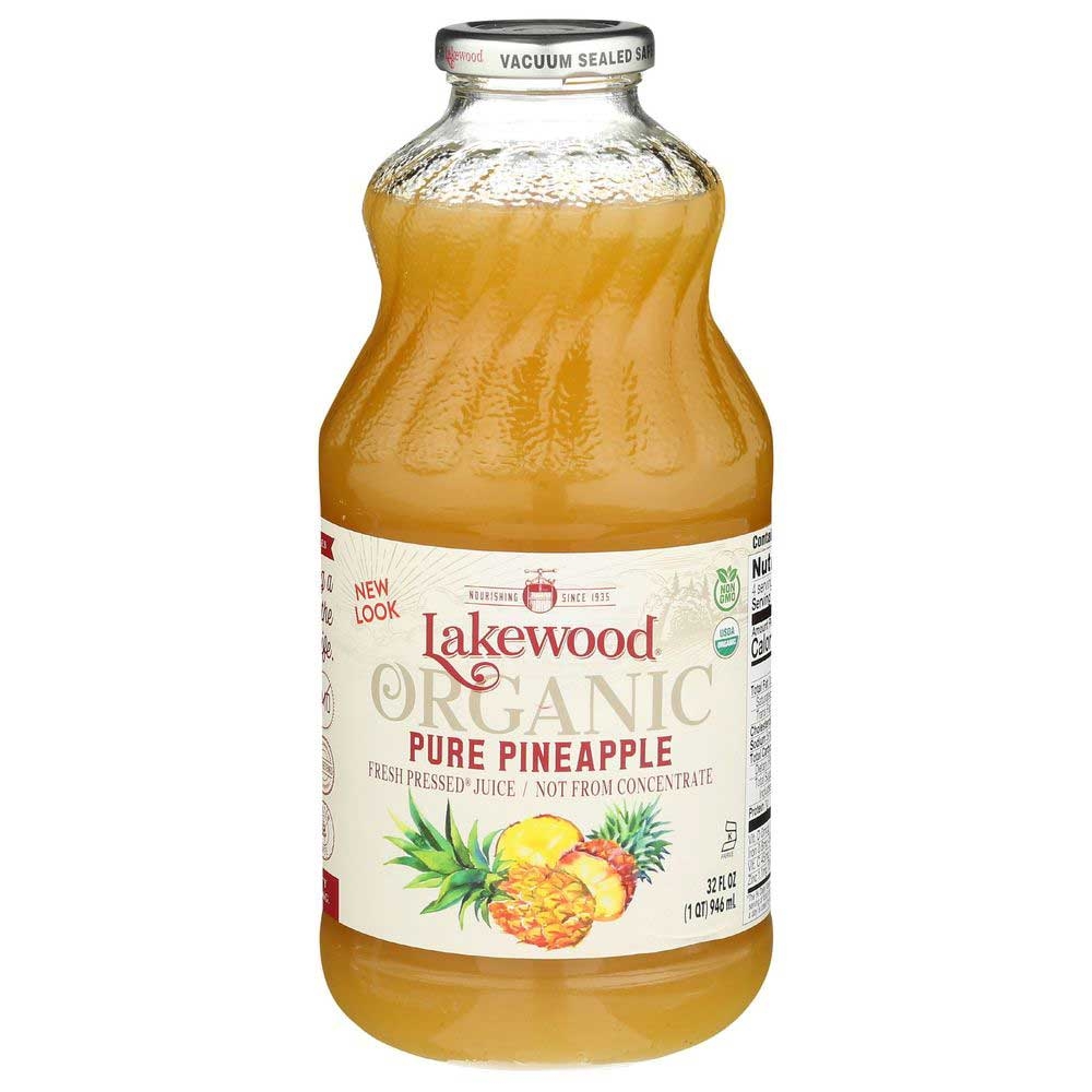 Lakewood Organic Pure Pineapple Juice, 32 Fluid Ounce -- 6 per case