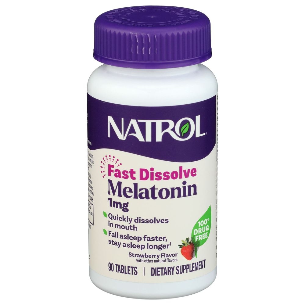 Natrol Strawberry Flavor 1mg Melatonin Sleep Fast Dissolve Tablets, 90 count