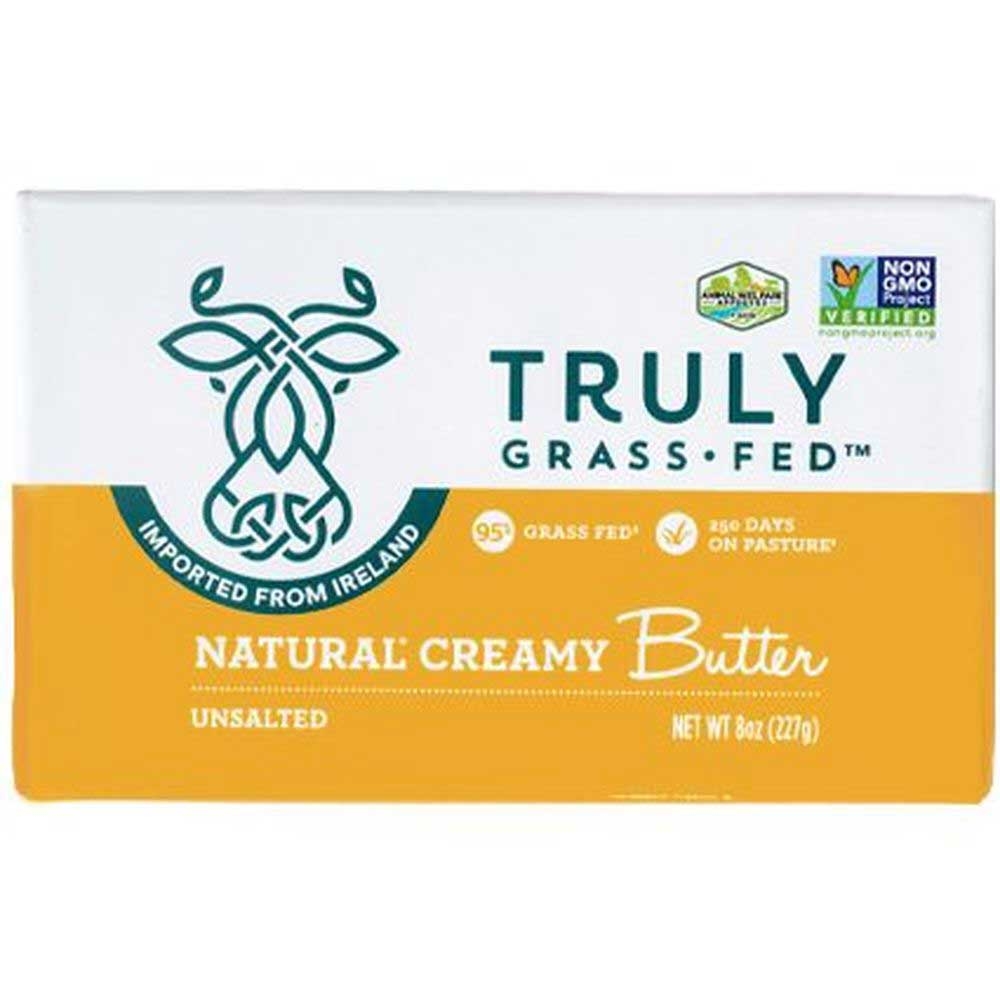 Truly Grass Fed Natural Creamy Unsalted Butter, 8 Ounce -- 20 per case