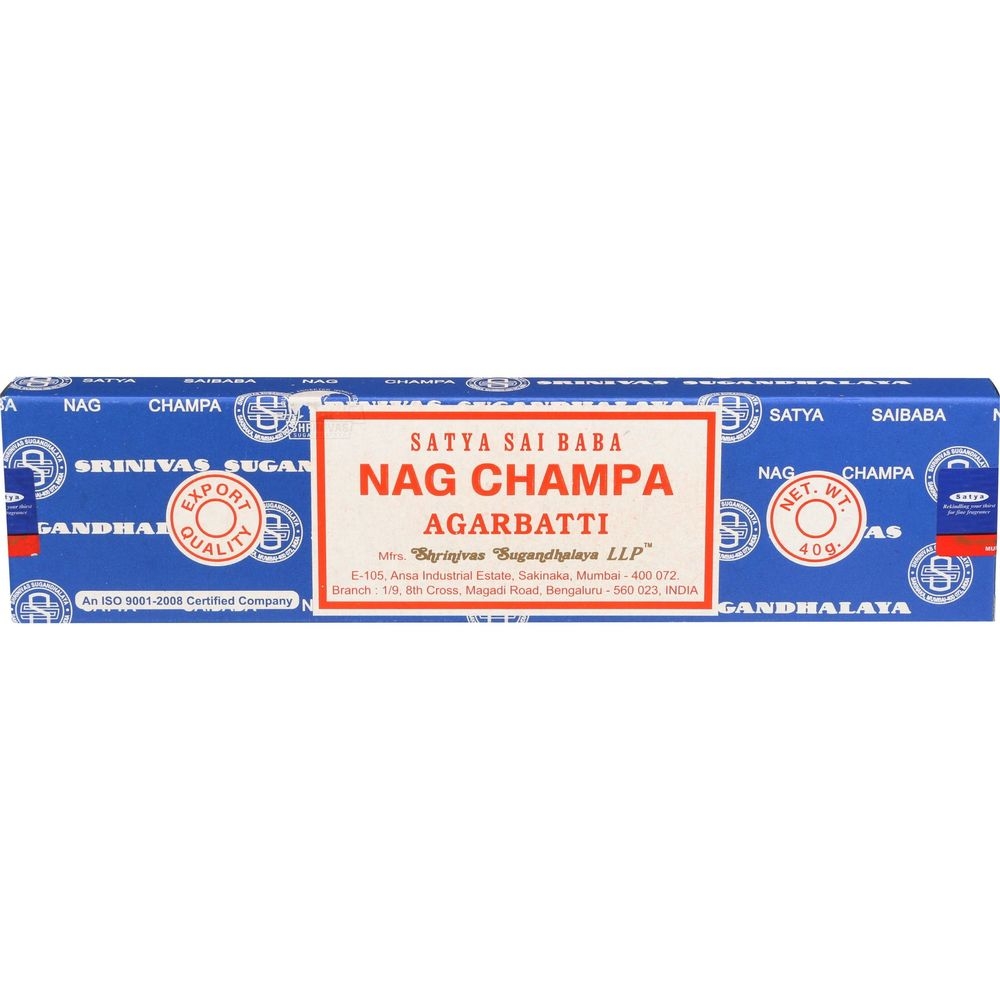 Satya Sai Baba Nag Champa Agarbatti Incense, 40 Gram -- 3 per case