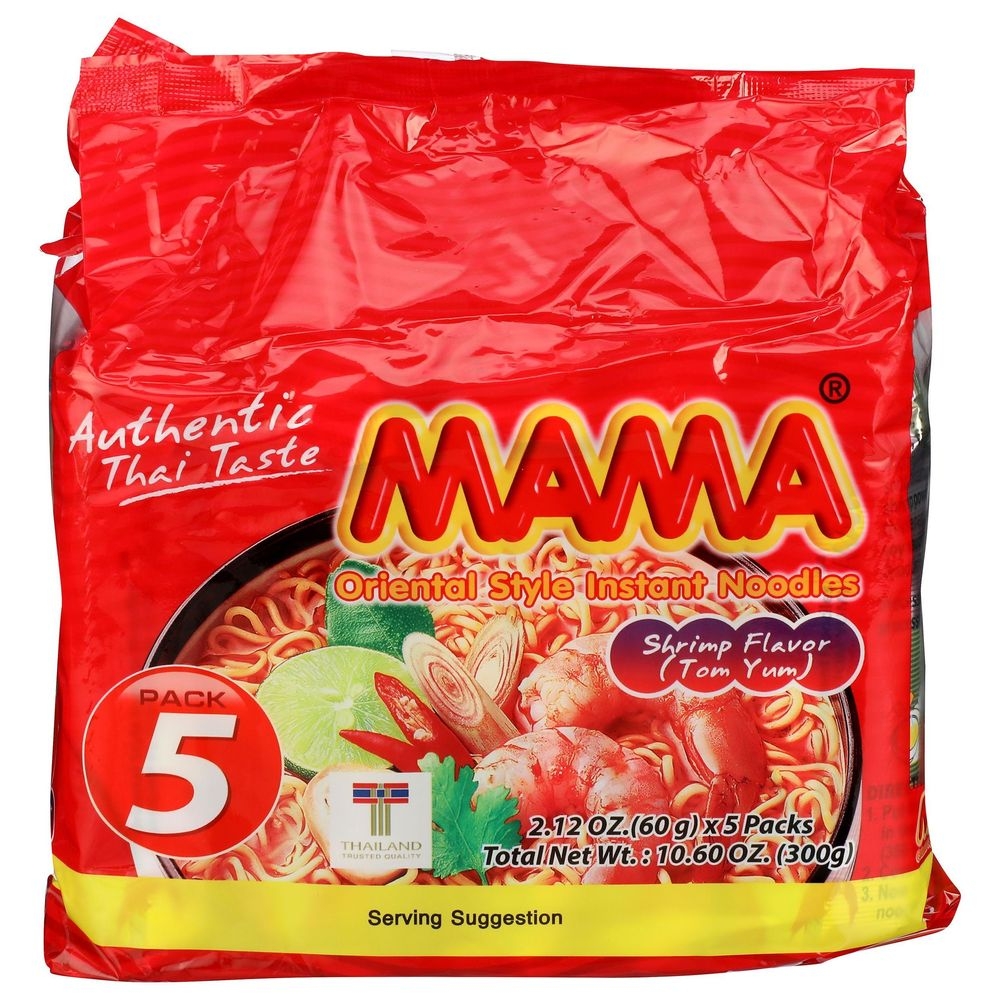 Mama Shrimp Flavor Tom Yum Oriental Style Instant Noodles, 10.58 Ounce -- 6 per case