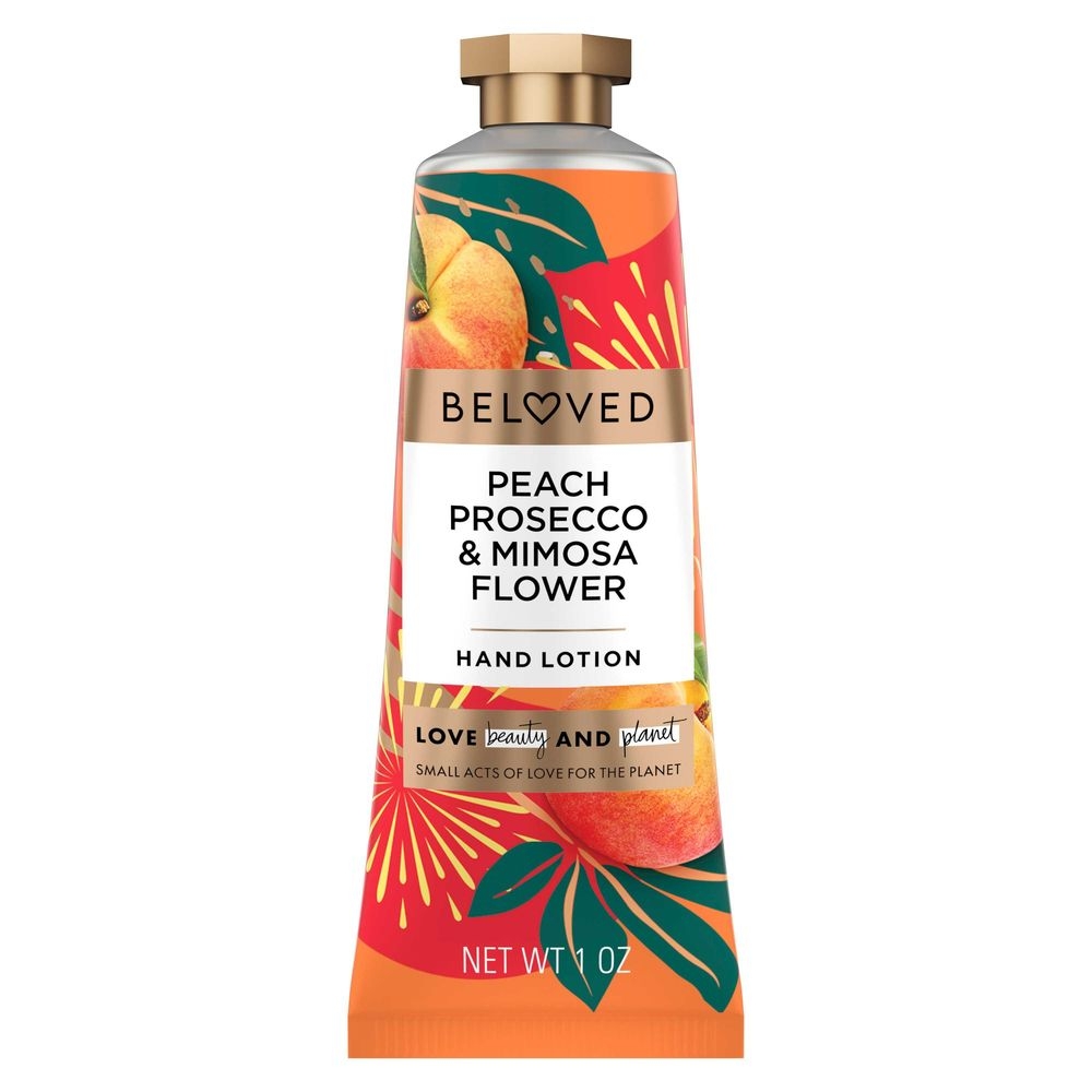 Love Beauty and Planet Beloved Peach Prosecco and Mimosa Flower Hand Lotion, 1 Ounce -- 24 per case