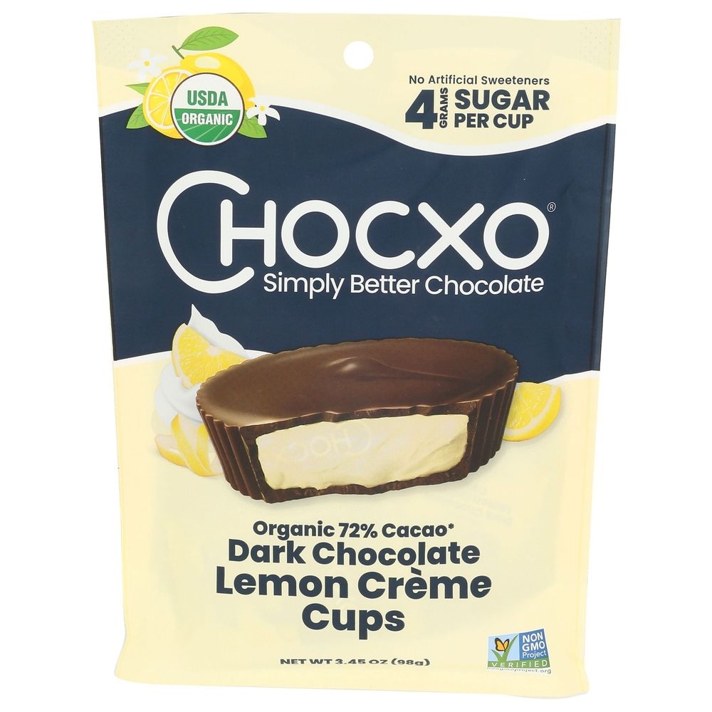 Chocxo Organic Dark Chocolate Lemon Crème Cup, 3.45 Ounce -- 6 per case