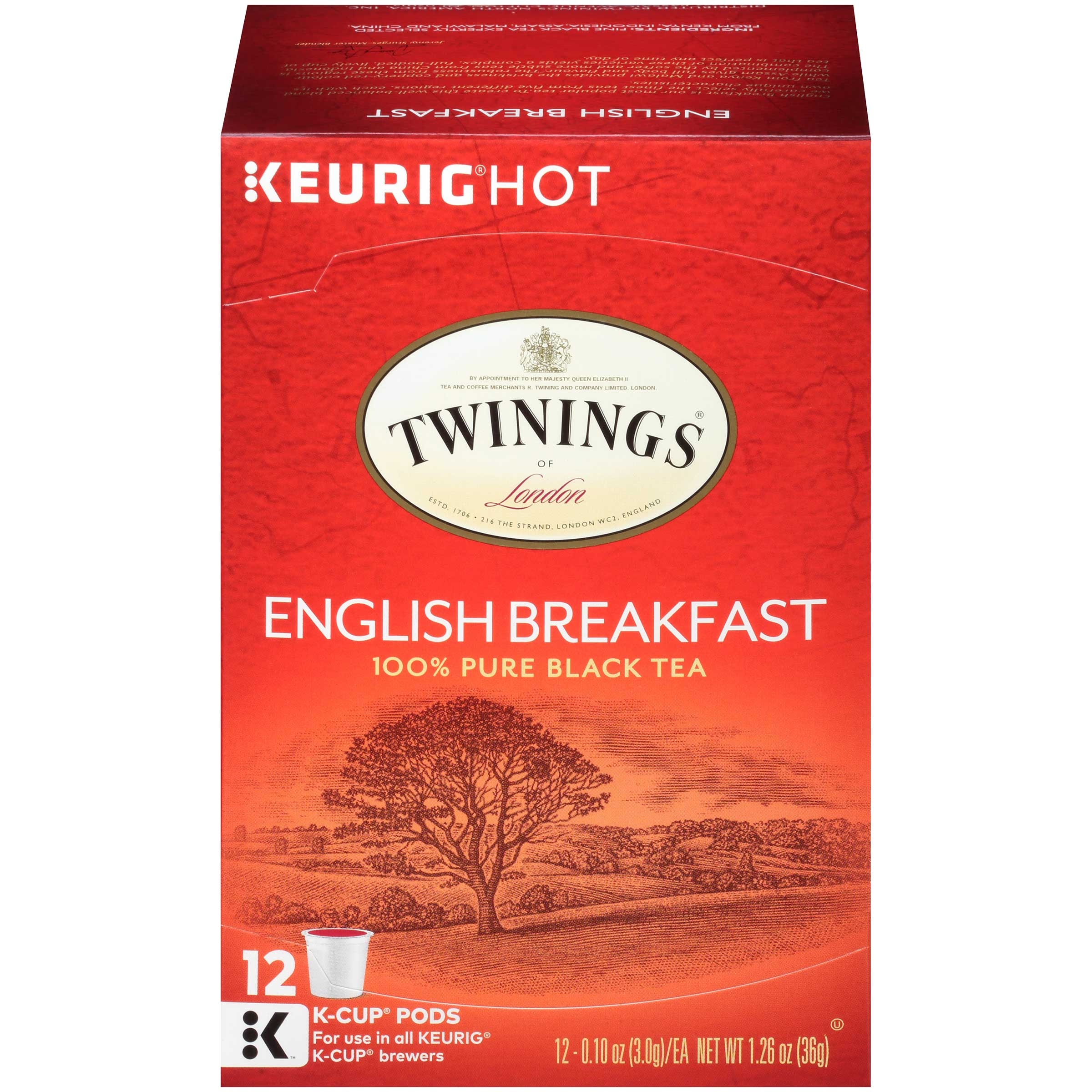 Twinings English Breakfast Black Tea K Cup Pods, 12 count per pack -- 6 per case