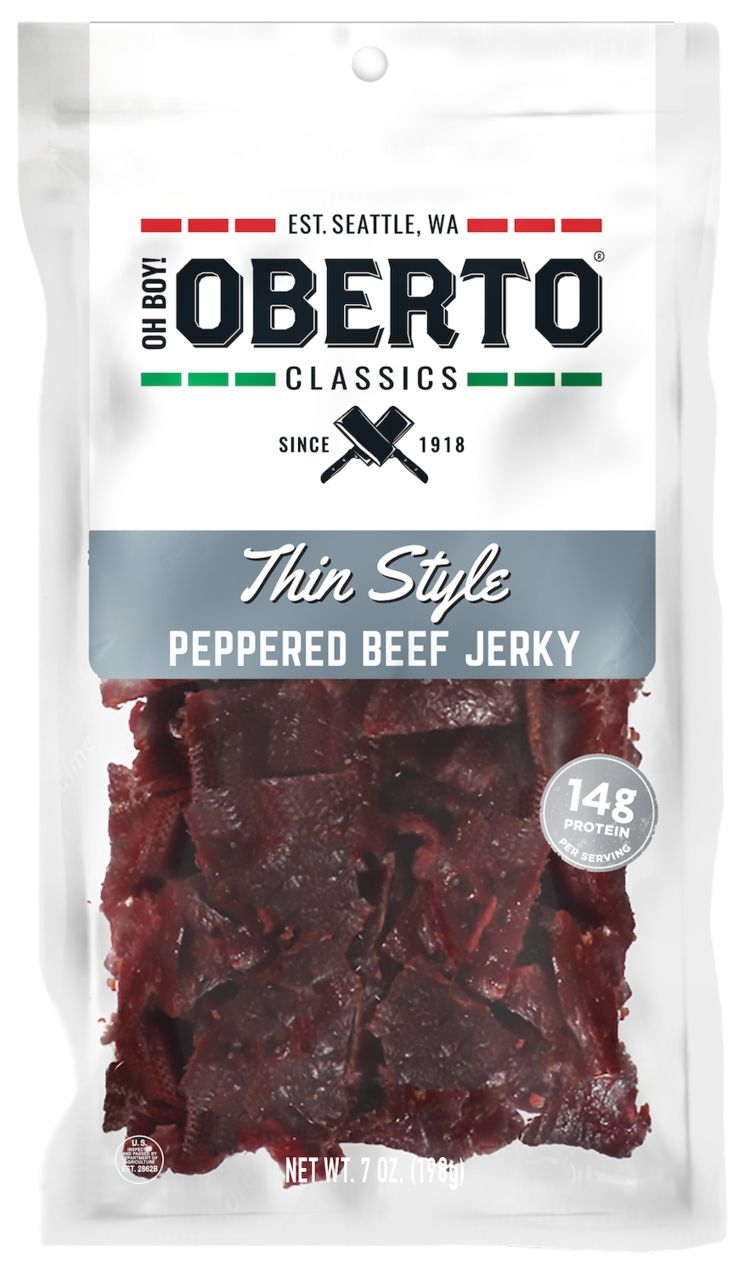 Oberto Thin Style Peppered Beef Jerky, 7 Ounce -- 6 per case