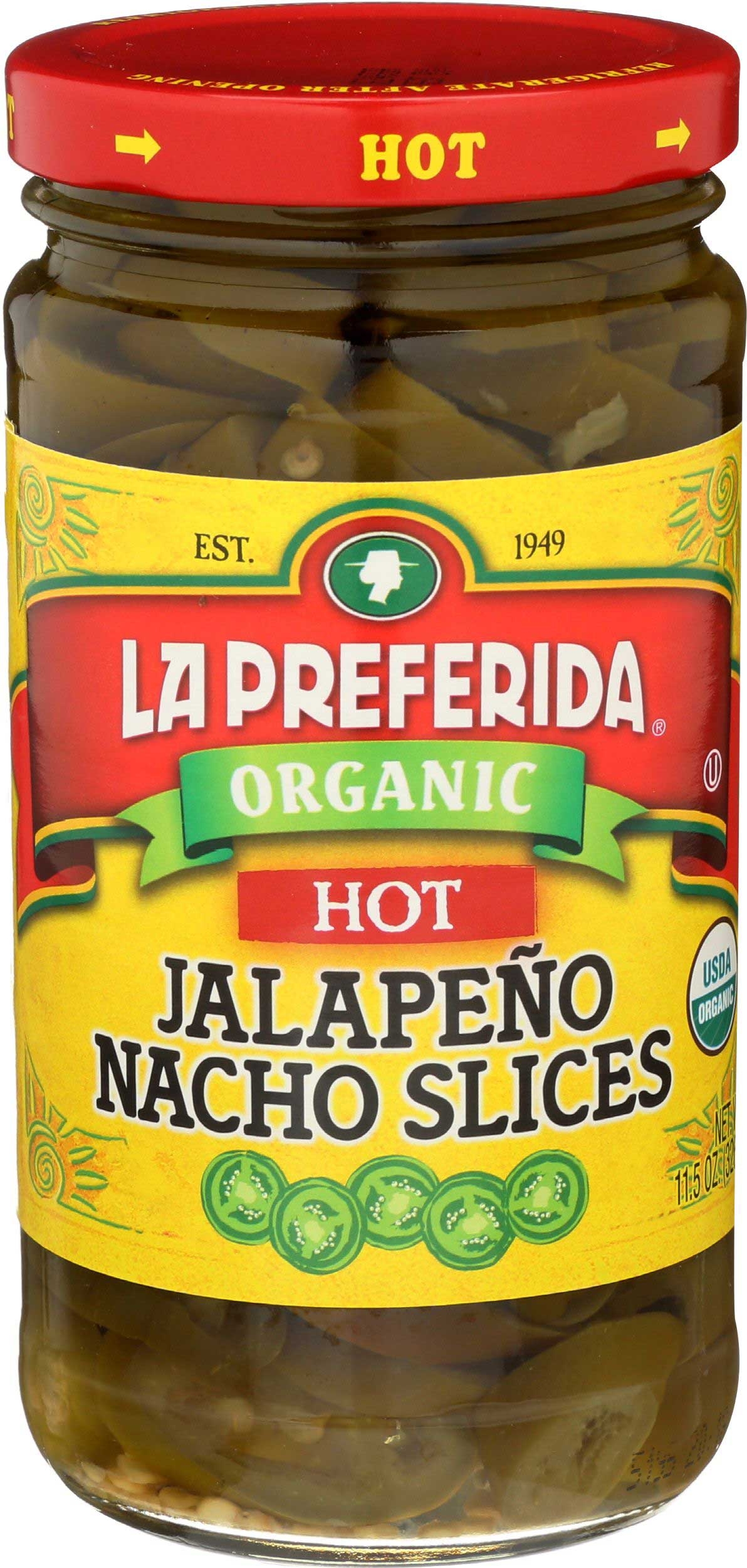 La Preferida Organic Hot Jalapeno Nacho Slices, 11.5 Ounce -- 12 per case