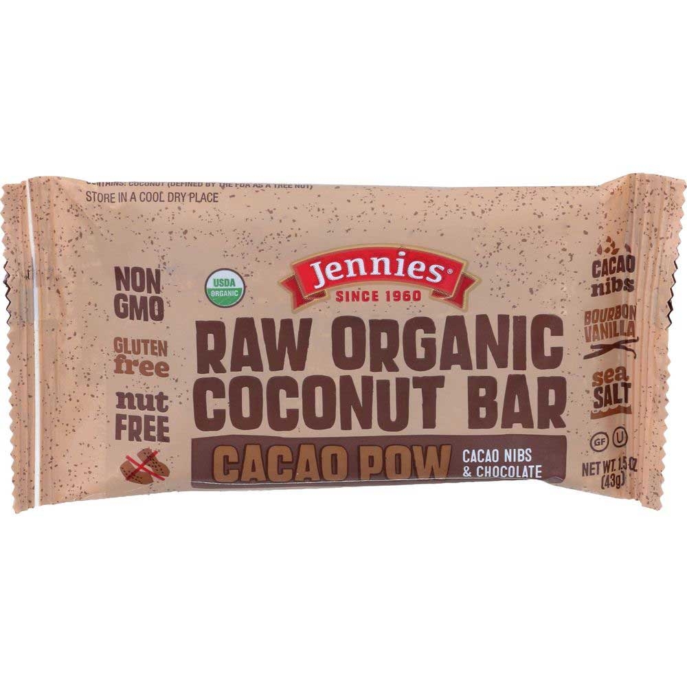 Jennies Organic Cacao Pow Raw Coconut Bar, 1.5 Ounce -- 12 per case