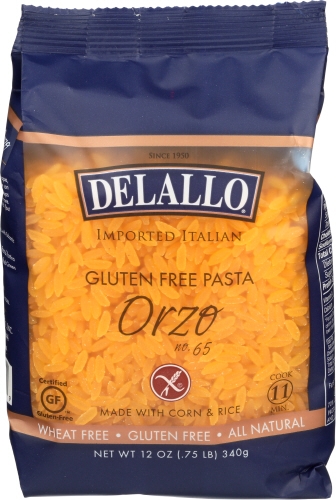 Delallo Gluten Free Corn and Rice Orzo Pasta, 12 Ounce -- 12 per case