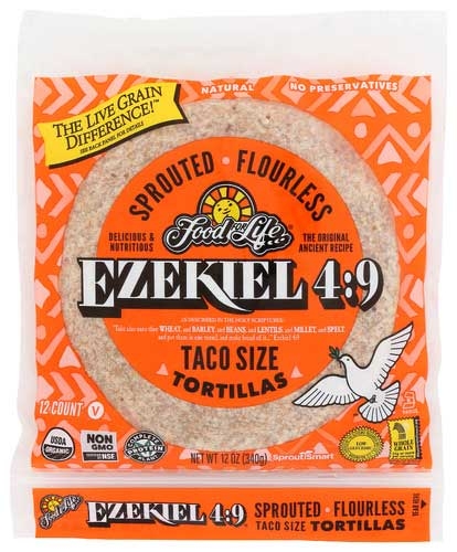 Food For Life Ezekiel 4:9 Taco Size Organic Sprouted Grain Tortilla, 12 Ounce -- 12 per case