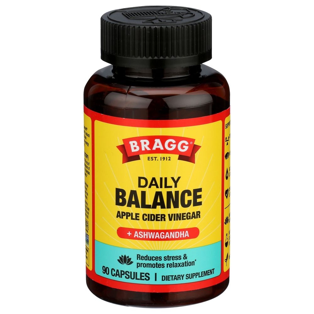 Bragg Daily Balance Apple Cider Vinegar Plus Ashwagandha Capsules, 90 count