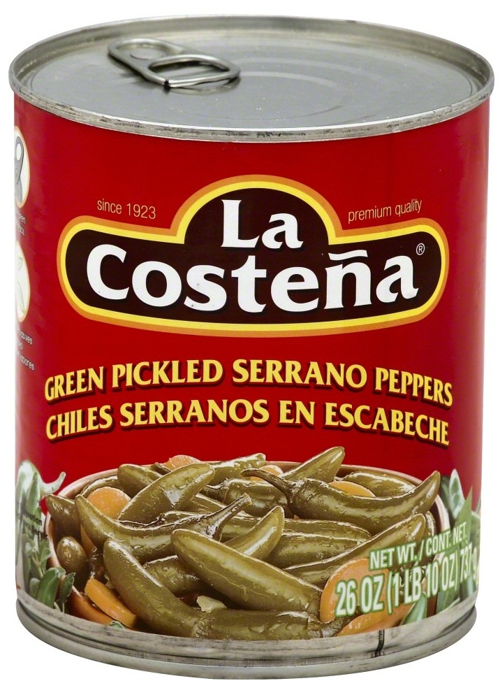 La Costena Green Pickled Serrano Pepper, 26 Ounce -- 12 per case
