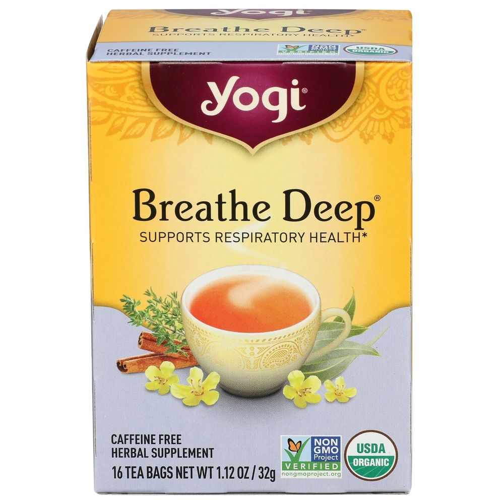 Yogi Organic Breath Deep Caffeine Free Herbal Supplement Tea, 16 tea bags -- 6 per case