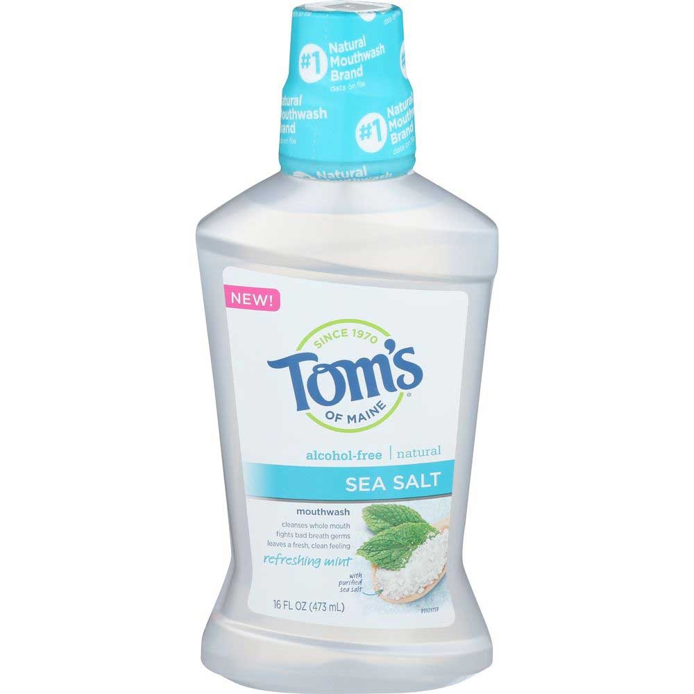 Toms Of Maine Natural Refreshing Mint Sea Salt Alcohol Free Mouthwash, 16 Ounce