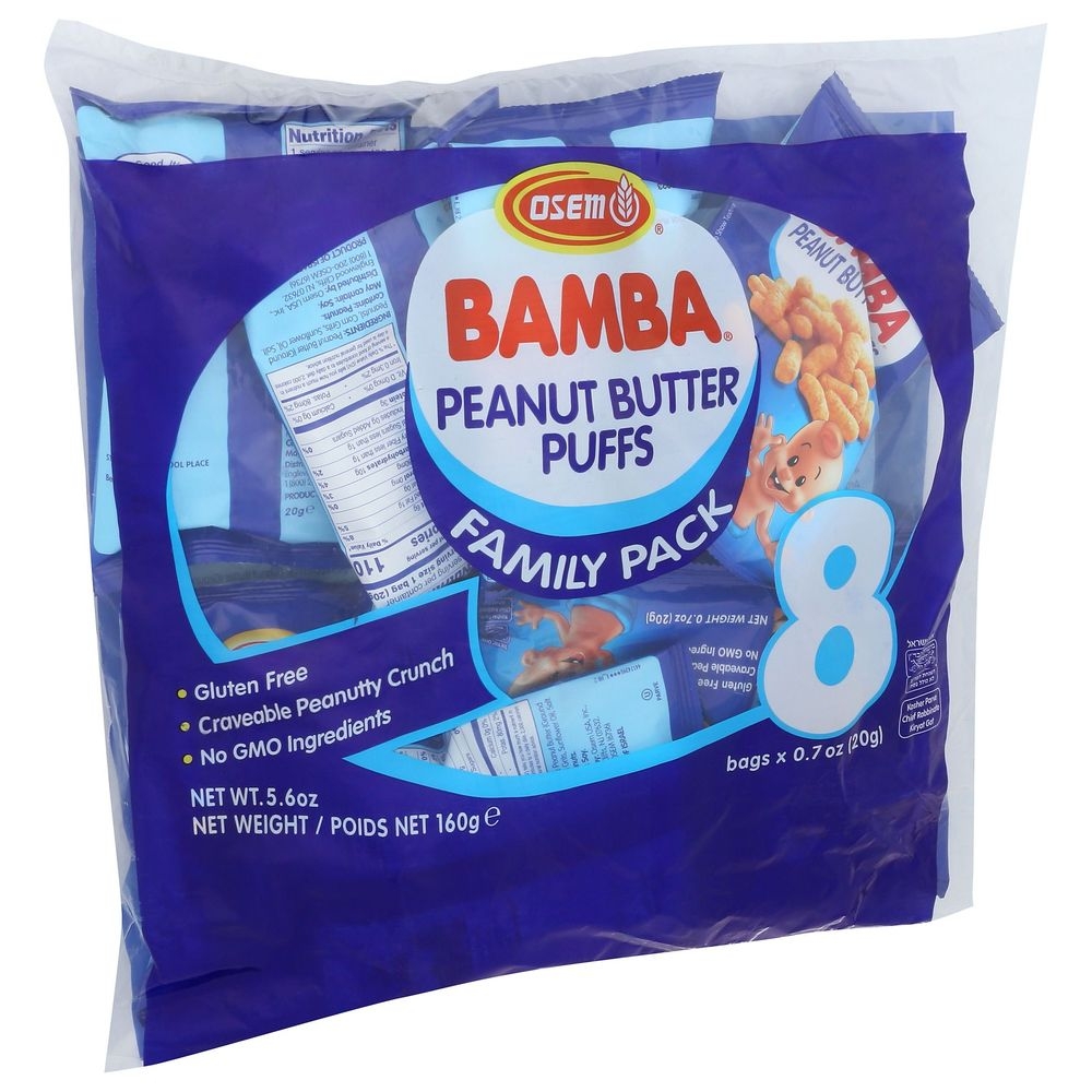 Osem Bamba Peanut Butter Puffs - Family Pack, 5.6 Ounce -- 6 per case