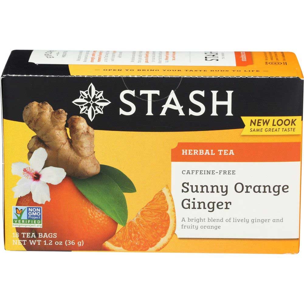 Stash Sunny Orange Ginger Herbal Tea - 18 tea bags per pack -- 6 packs per case