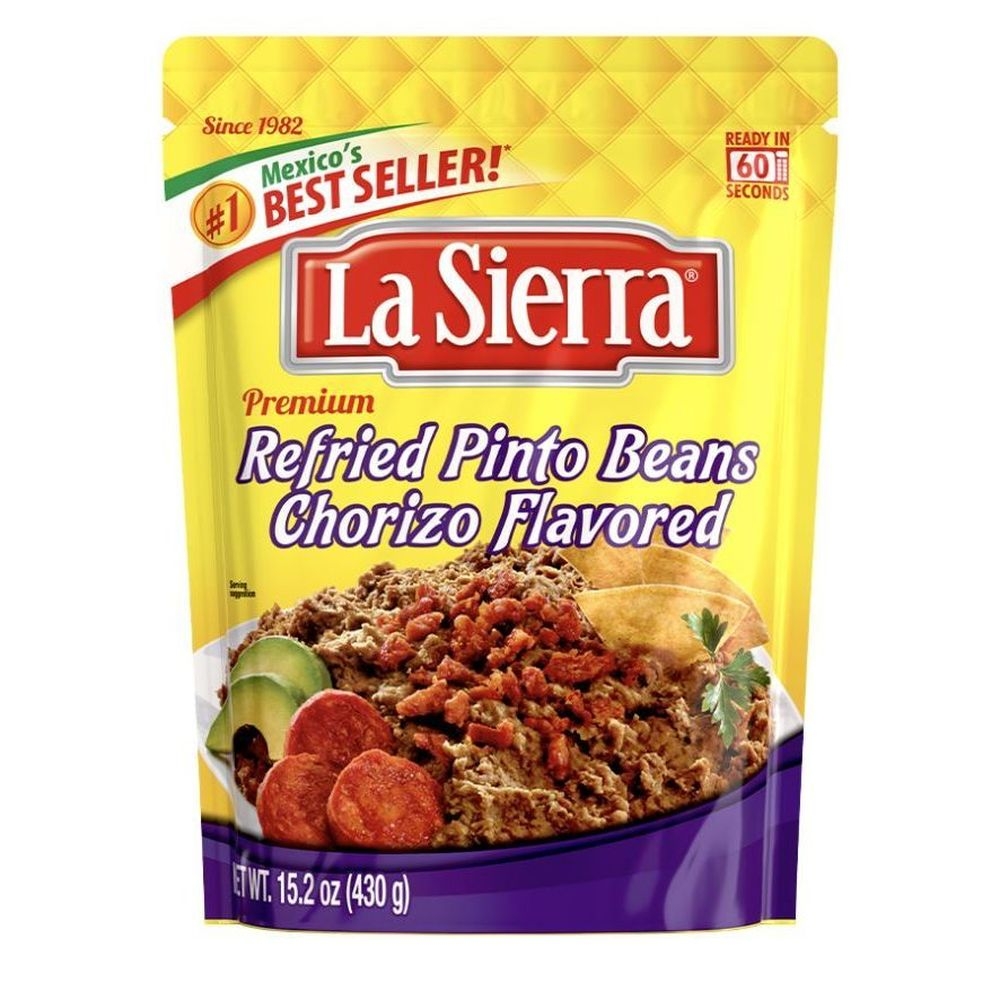 La Sierra Chorizo Flavored Refried Pinto Beans, 15.2 Ounce Pouch -- 8 per case