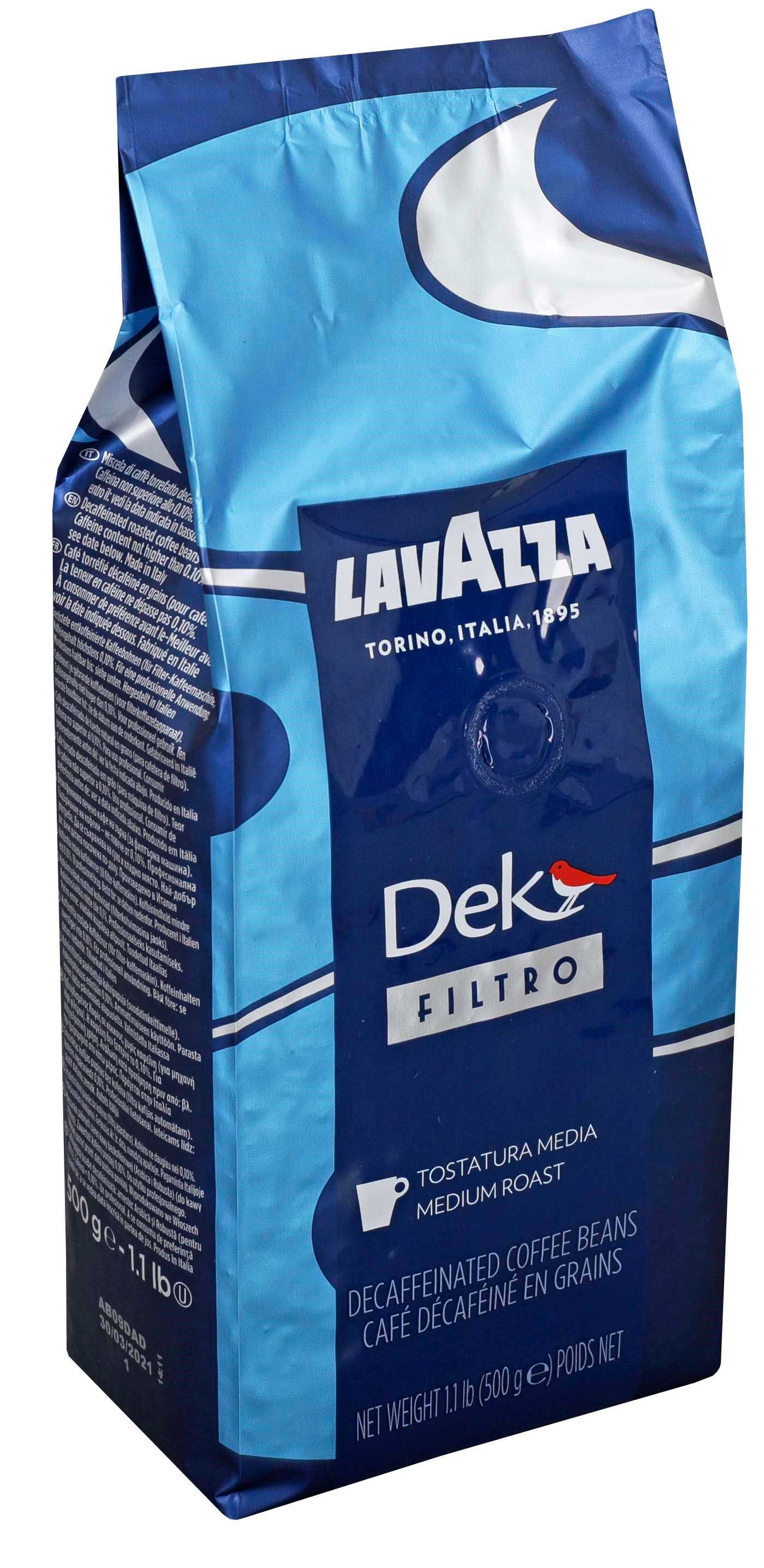 Lavazza Dek Filtro Decaffeinated Whole Bean Coffee, 500 Gram -- 12 per case