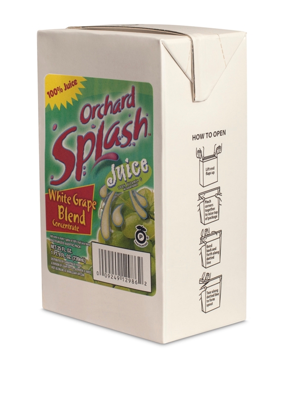 Orchard Splash Juice Carbotrol Aseptic White Grape 100 Percent, 25 Ounce -- 12 Case 
