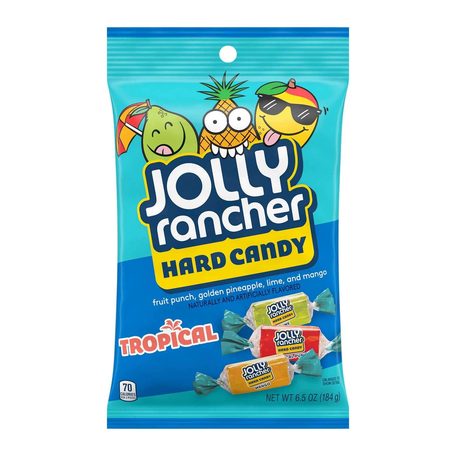 Jolly Rancher Individually Wrapped Assorted Tropical Fruit Flavored Hard Candy, 6.5 Ounce Peg Bag -- 12 per case