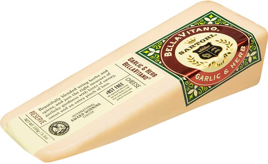 Sartori Garlic and Herb Bellavitano Cheese Wedge, 5.3 Ounce -- 12 per case