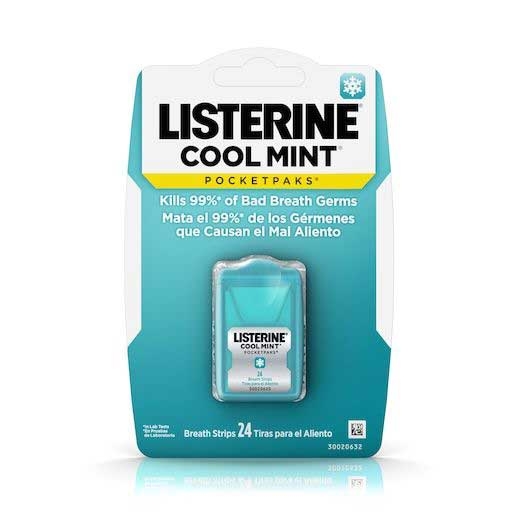 Listerine PocketPaks Cool Mint Flavored Breath Strips - 24 count per pack -- 72 packs per case