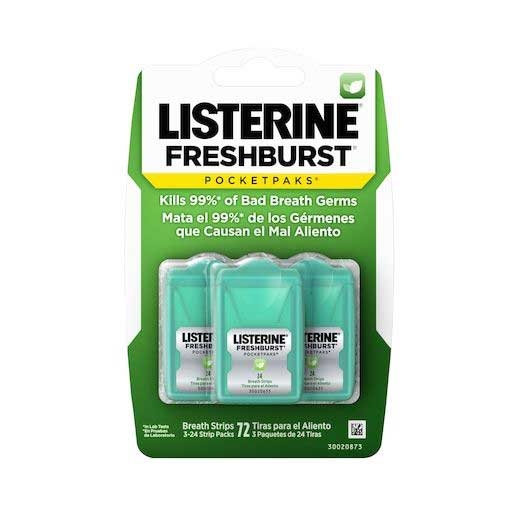 Listerine Freshburst PocketPaks Breath Strips - 72 count per pack -- 36 packs per case