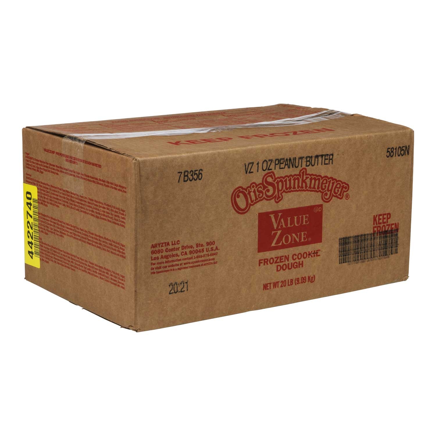 Otis Spunkmeyer Value Zone Peanut Butter Cookies Dough, 1 Ounce -- 320 per case.