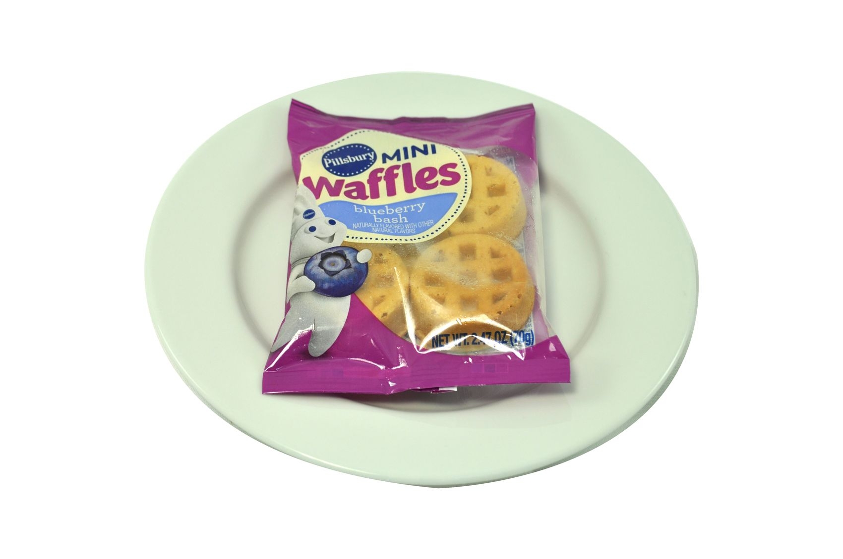 Pillsbury Blueberry Bash Mini Waffles, 2.47 Ounce -- 72 per case.