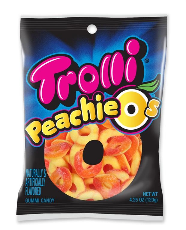 Trolli Peachie Os Gummy Candy, 4.25 Ounce -- 12 per case.