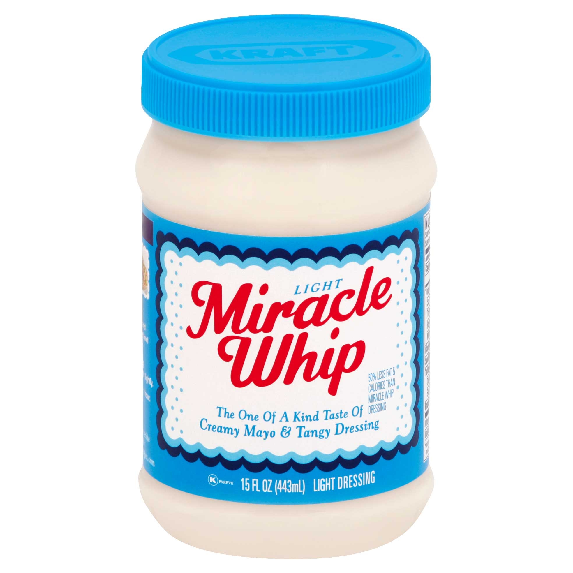 Kraft Miracle Whip Light Spoonable Mayonnaise, 15 Ounce -- 12 per case.