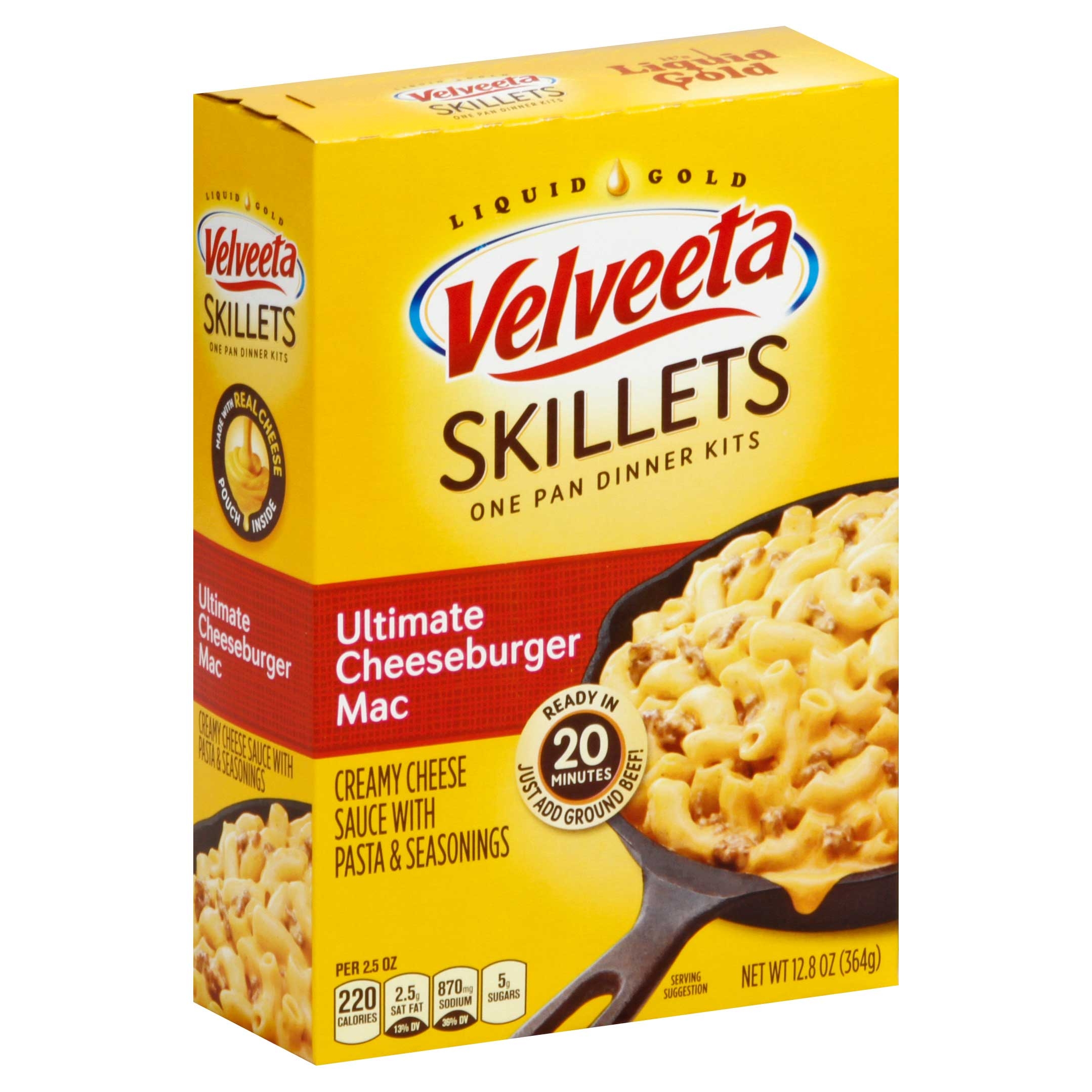 Velveeta Shells and Cheese Skillet Cheeseburger Macaroni Dinner Kit, 12.86 Ounce -- 6 per case.