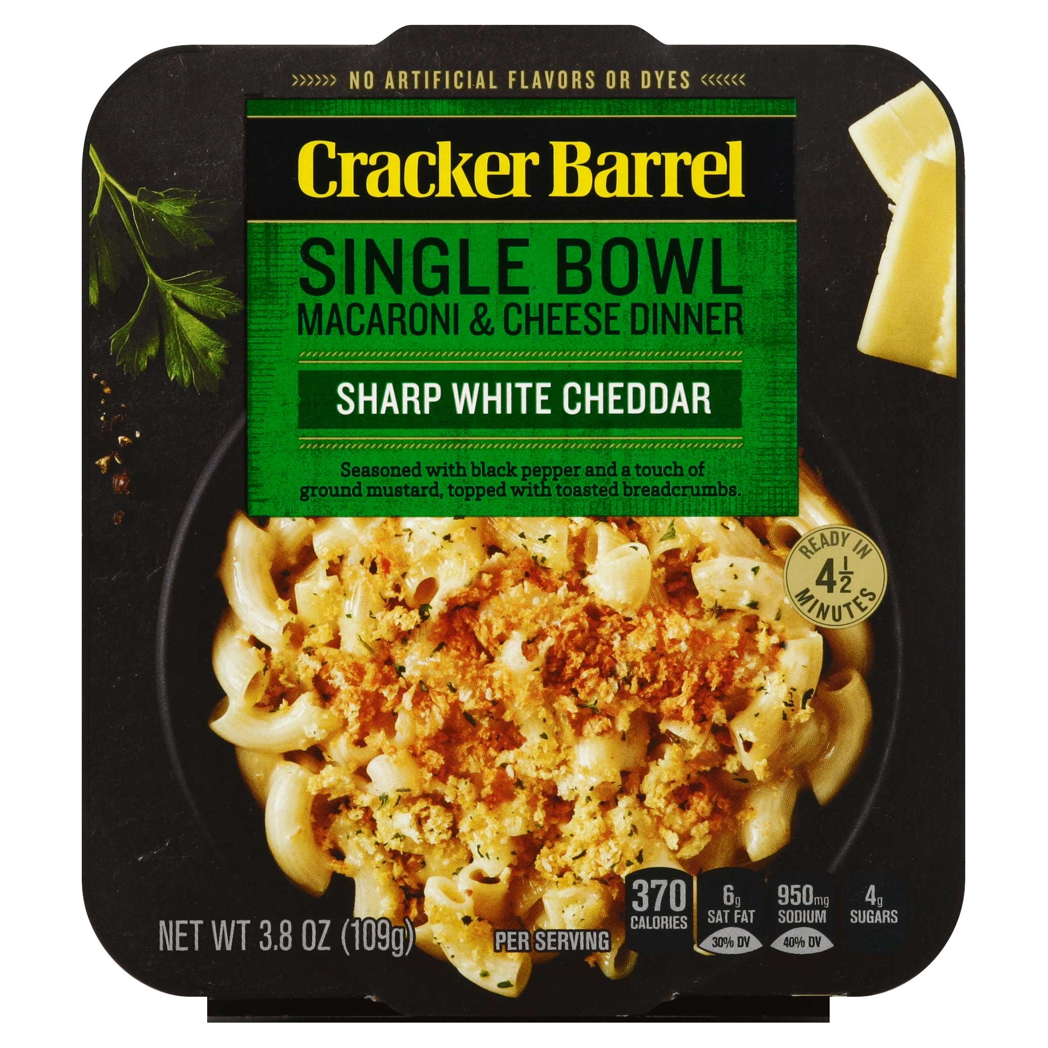 Cracker Barrel Sharp White Cheddar Macaroni and Cheese Liquid Dinner, 3.8 Ounce -- 6 per case.