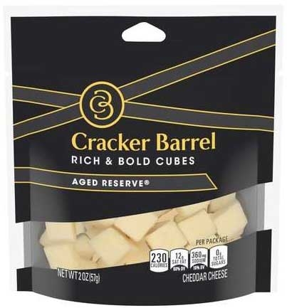 Cracker Barrel Aged Reserve Cheddar Cheese Snacking Cubes, 2 Ounce -- 6 per case.