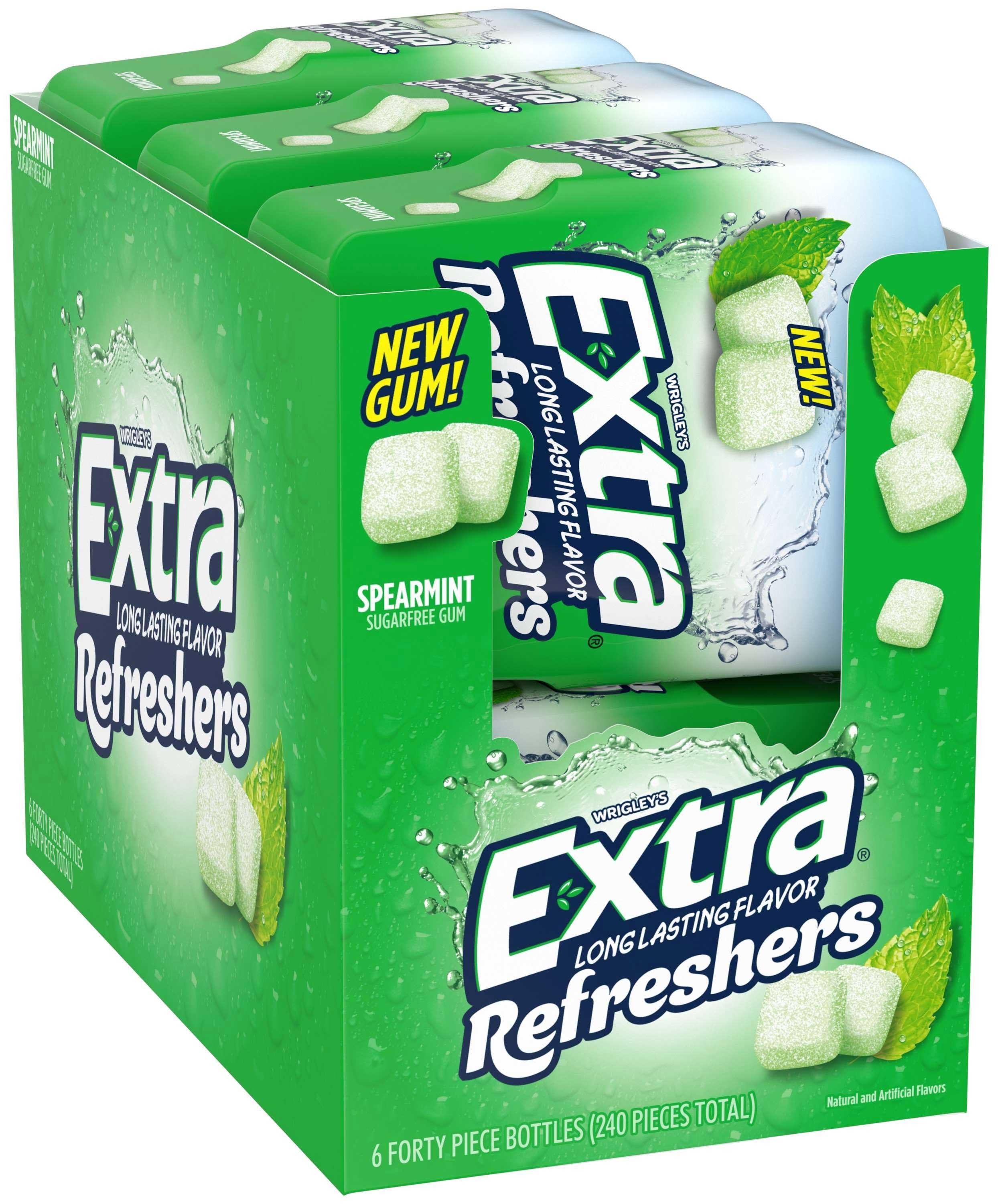 Wrigleys Extra Refreshers Spearmint Chewing Gum, 40 count per pack -- 24 per case.