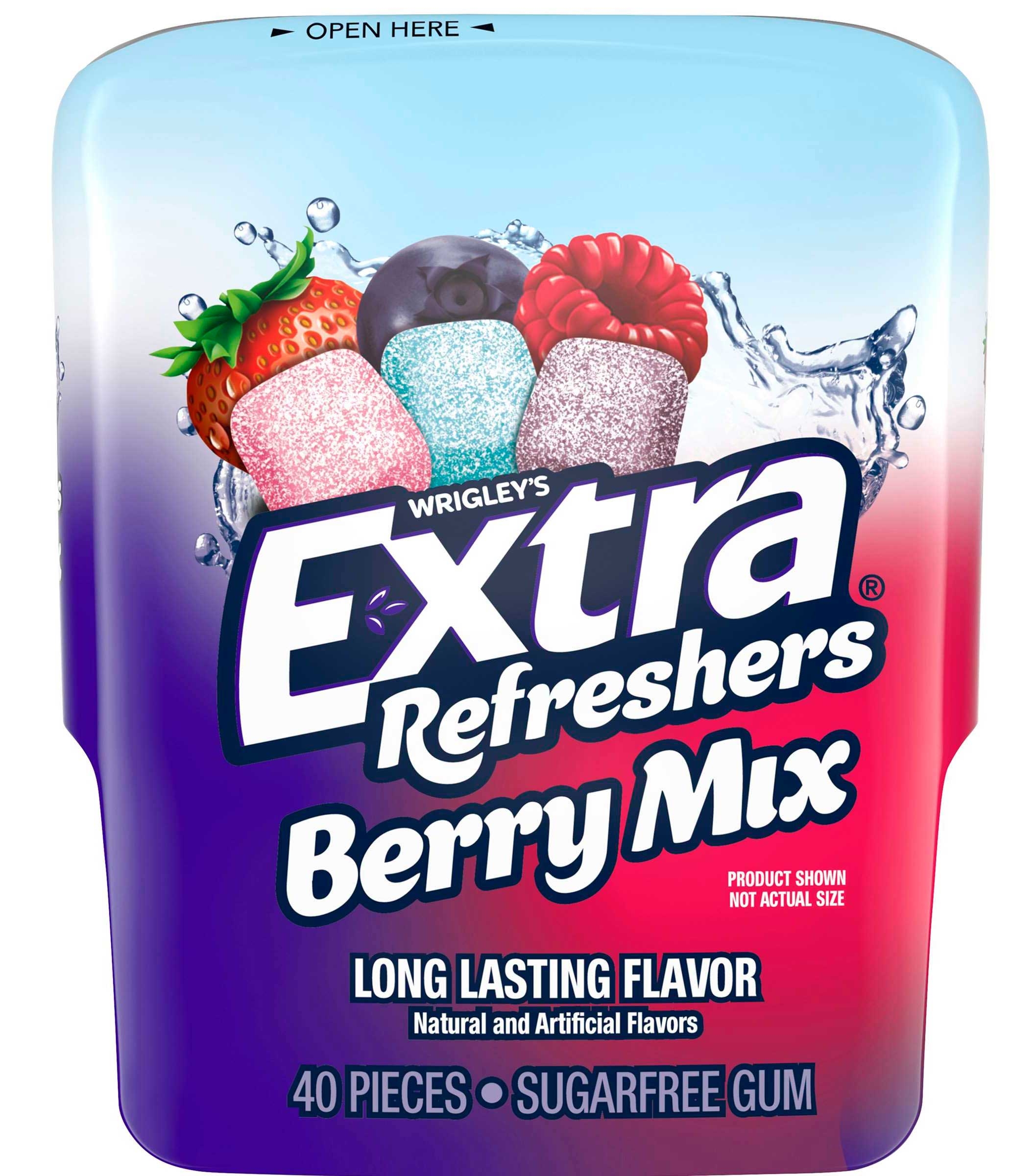 Extra Refresher Mixed Berry Sugar Free Gum - 40 count per pack -- 24 packs per case