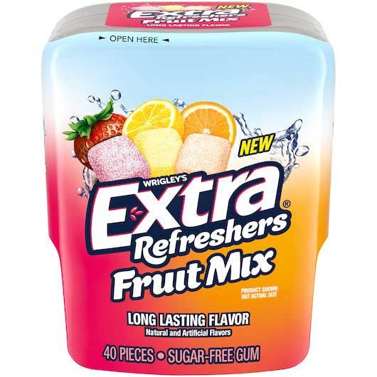 Extra Refreshers Fruit Mix Sugar Free Gum - 40 count per pack -- 24 packs per case