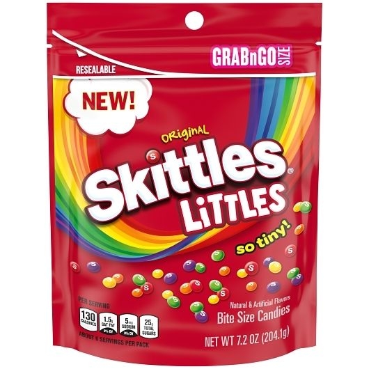 Skittles Littles Original Bite Size Candy, 7.2 Ounce Stand Up Pouch -- 8 per case
