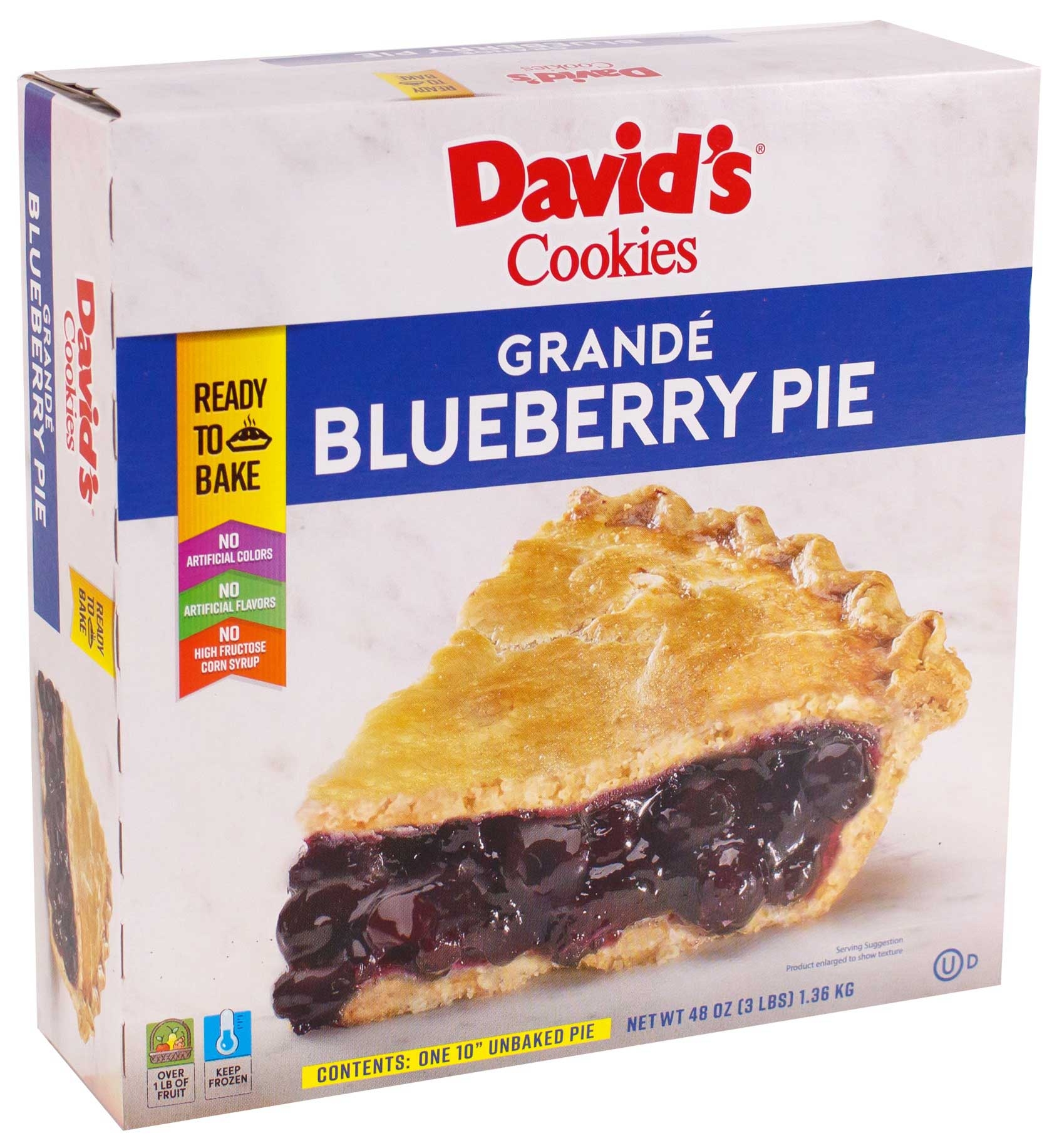 Foxtail David Cookies Unbaked Grande Blueberry Pie, 48 Ounce -- 6 per case
