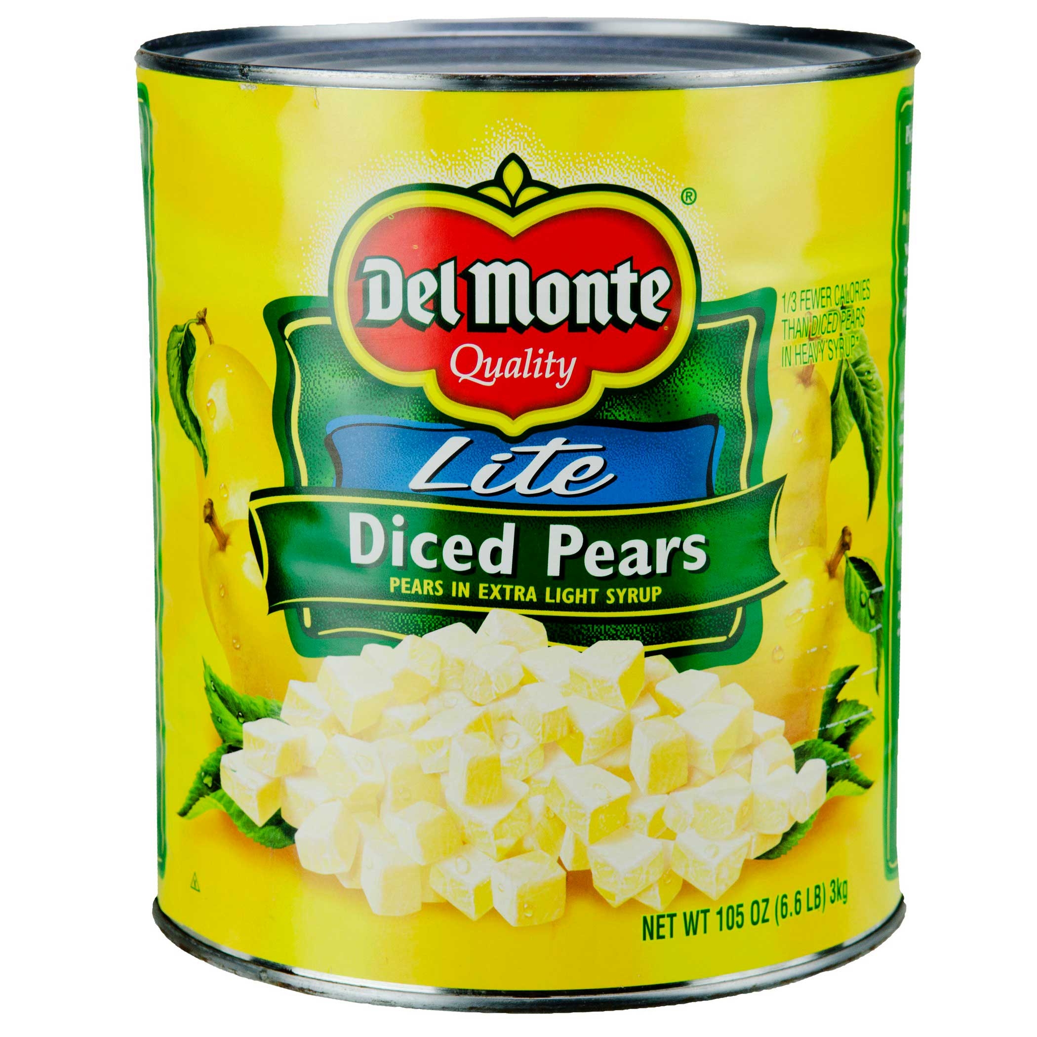 Delmonte Lite Diced Pears In Extra Light Syrup, 105 Ounce Can -- 6 per case.