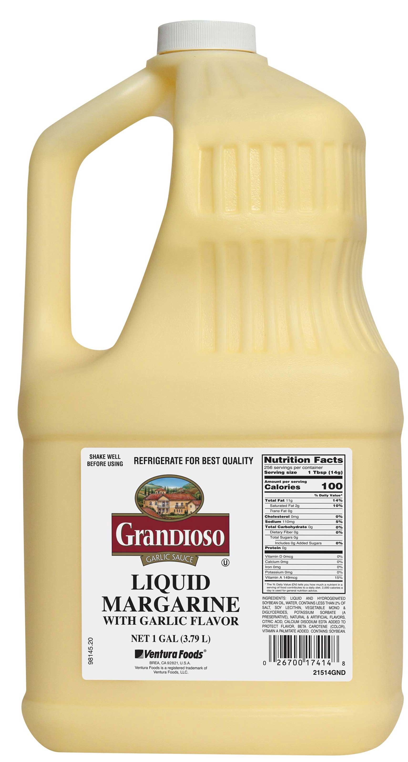 Grandioso Garlic Flavor Margarine Liquid, 1 Gallon Jug -- 6 per case
