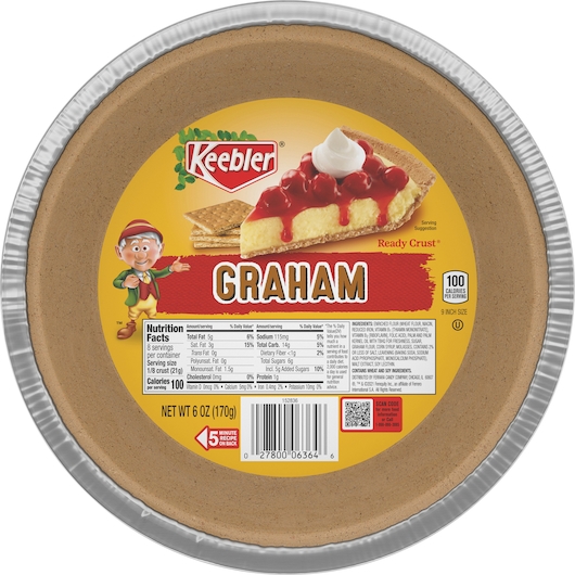 Keebler Ready Crust Graham Cracker Pie Crust, 6 Ounce Tin -- 12 per case