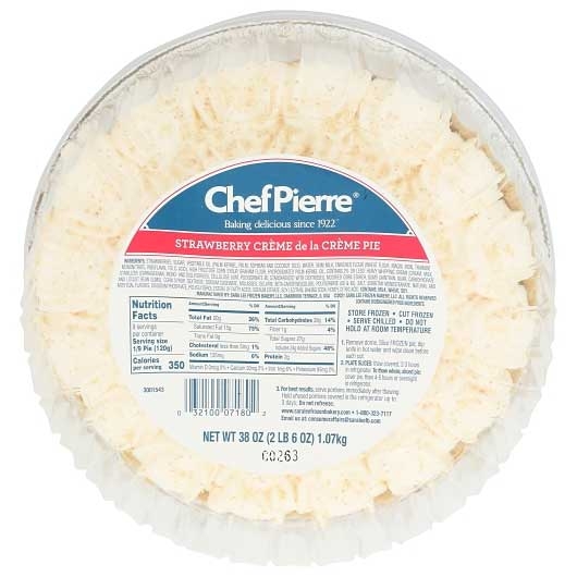 Sara Lee Chef Pierre Strawberries and Cream Fruit de la Cream Pie, 39.65 Ounce -- 4 per case.