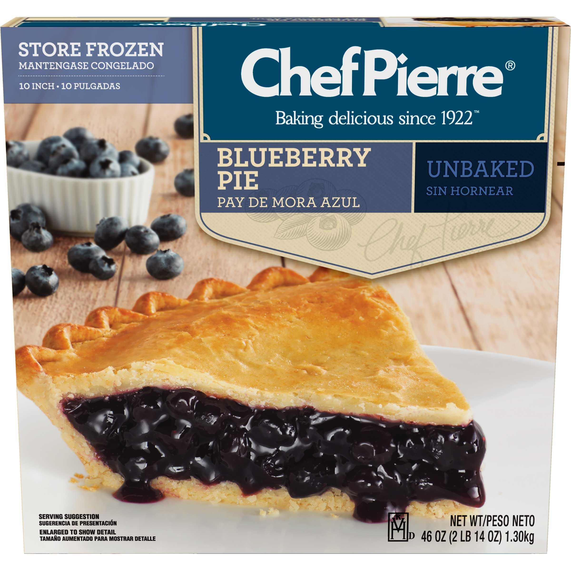 Sara Lee Chef Pierre Traditional Unbaked Blueberry Fruit Pie, 10 inch -- 6 per case.