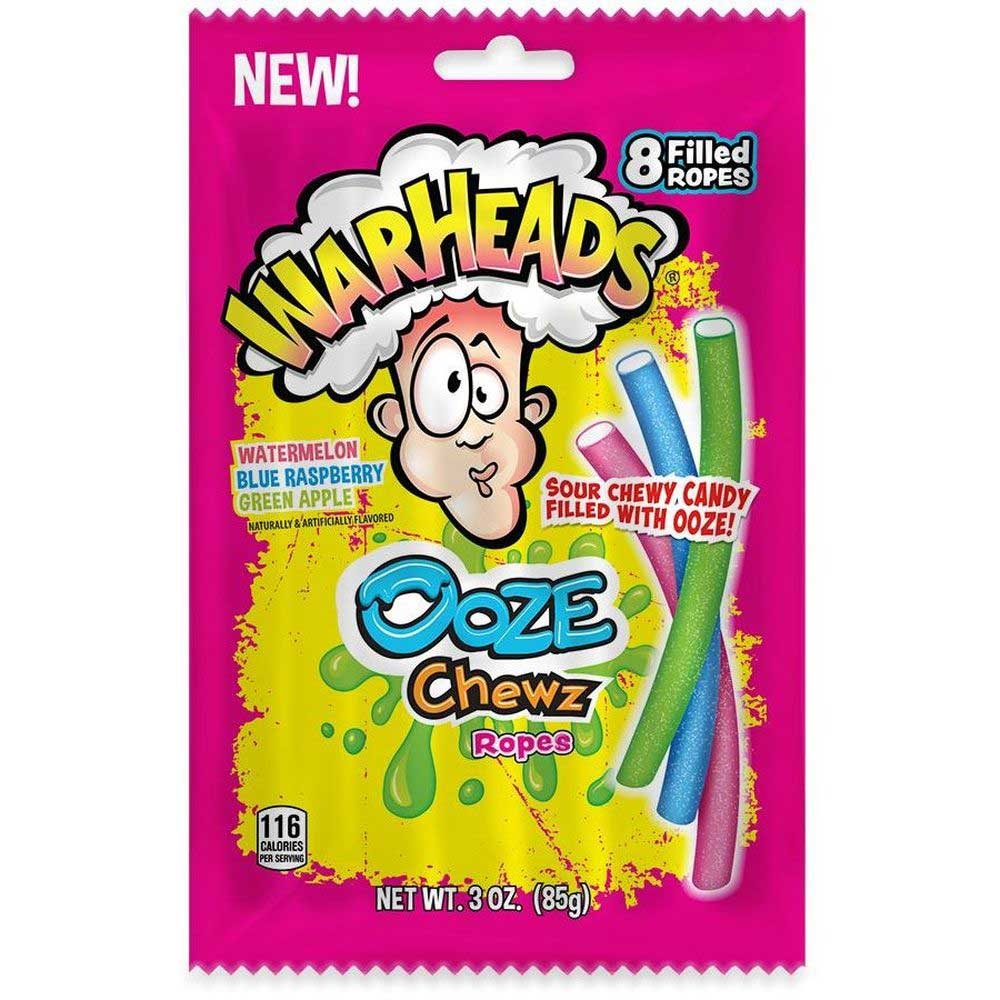 Warheads Ooze Chewz Ropes Candy, 3 Ounce Peg Bag -- 12 per case.
